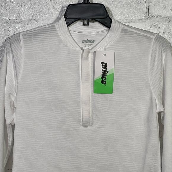 Prince Women's Match 1/4 Zip textured Tennis Top White small - Picture 7 of 8